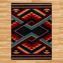 Load image into Gallery viewer, southwestern-inspired-red-orange-area-rug-on-wood-floor