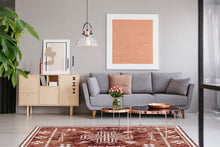 Load image into Gallery viewer, southwestern-inspired-red-marble-arrows-area-rug-in-modern-living-room