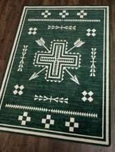 Load image into Gallery viewer, Wandering Arrows - Alpine Green | Colorful Green Southwest Rug