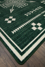 Load image into Gallery viewer, Wandering Arrows - Alpine Green | Colorful Green Southwest Rug