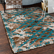 Load image into Gallery viewer, Distressed Fresco - Turquoise (Available in 6 Sizes) | Colorful Southwest Rug
