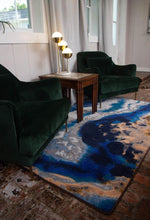 Load image into Gallery viewer, blue-geode-crystal-area-rug-in-farmhouse-living-room
