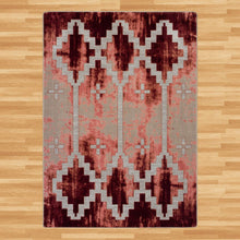 Load image into Gallery viewer, southwestern-inspired-red-marble-area-rug-on-wood-floor
