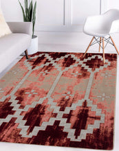 Load image into Gallery viewer, southwestern-inspired-red-marble-area-rug-in-modern-room
