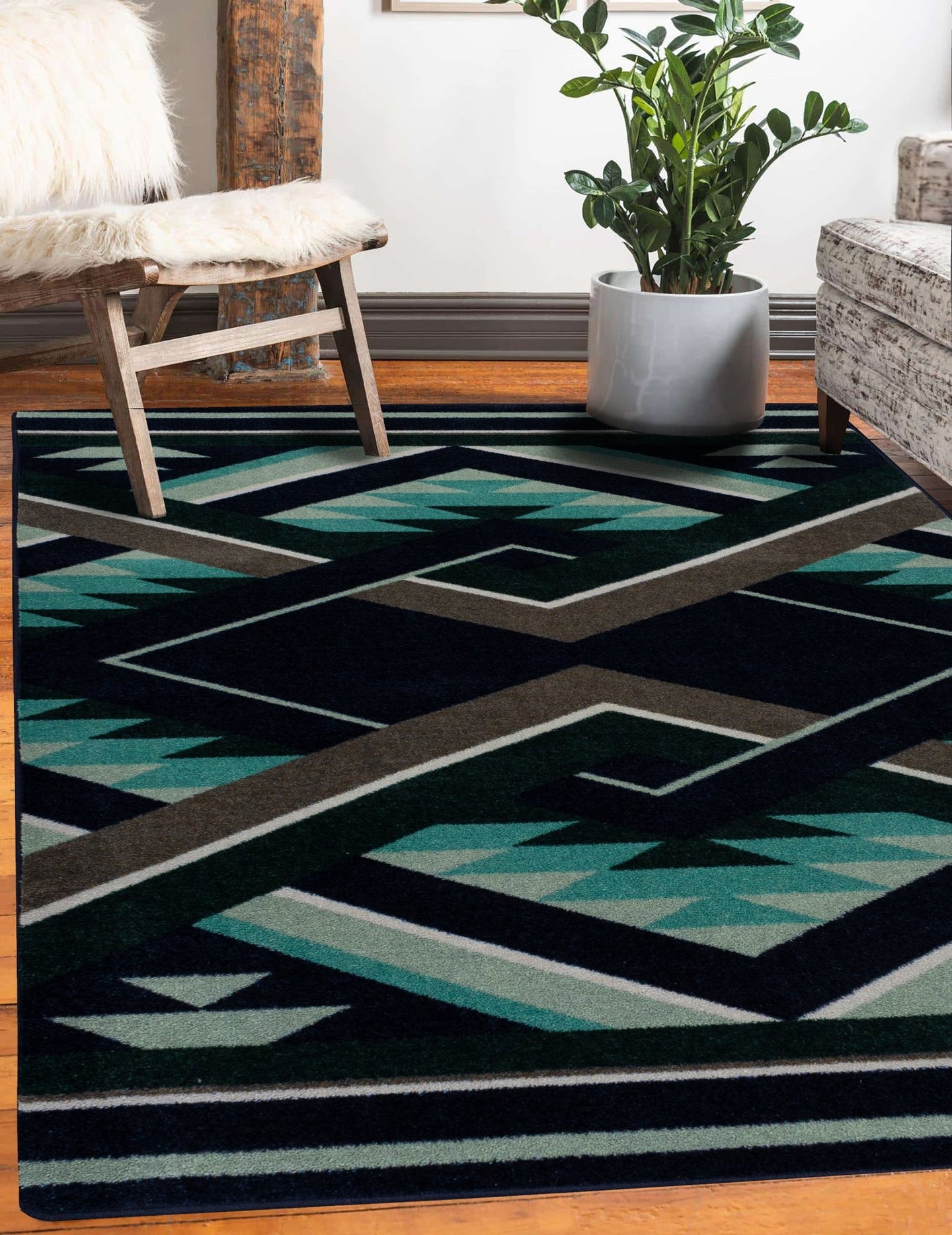 Geo Burst - Icy Emerald | Geometric Colorful Rug