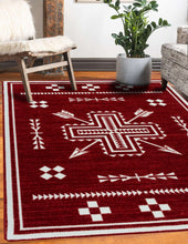 Load image into Gallery viewer, Wandering Arrows - Ruby | Colorful Red Southwest Rug
